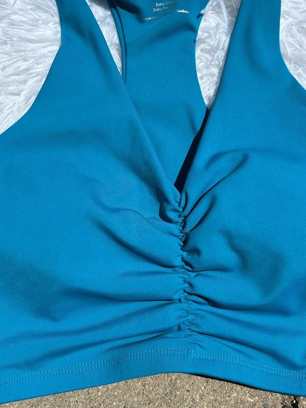 JoyLab Teal Ruched Racerback Sports Bra